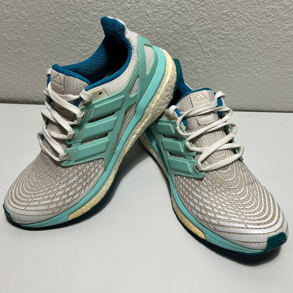 Adidas Energy Boost Womens Running Shoes White Mint Green BB3458 Size 7.5